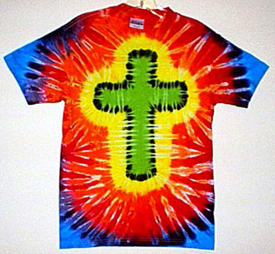 Lime Rainbow Tie-dye Cross