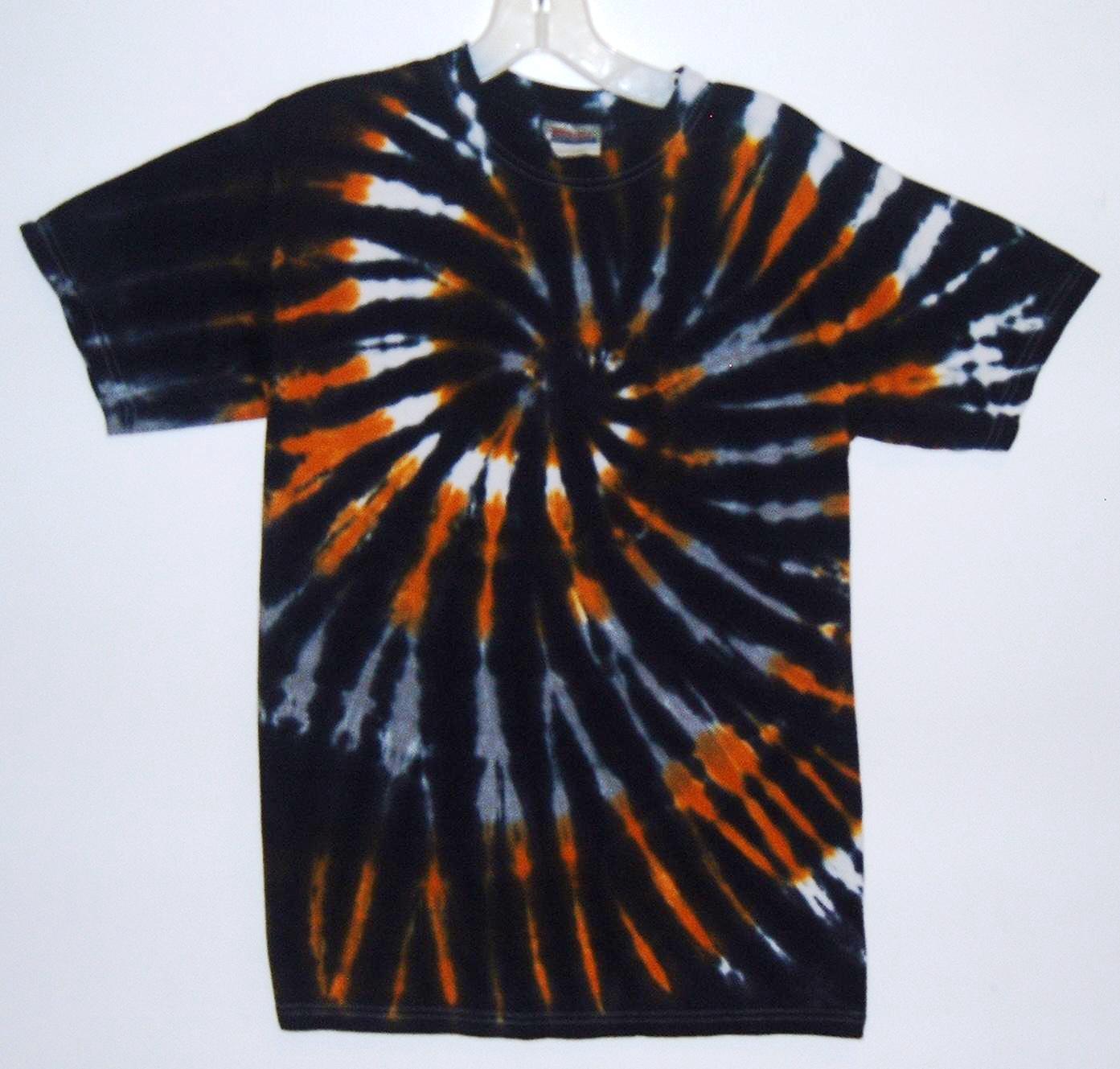  Jet Black Burned Orange Stained Glass Tie-dyed Tees