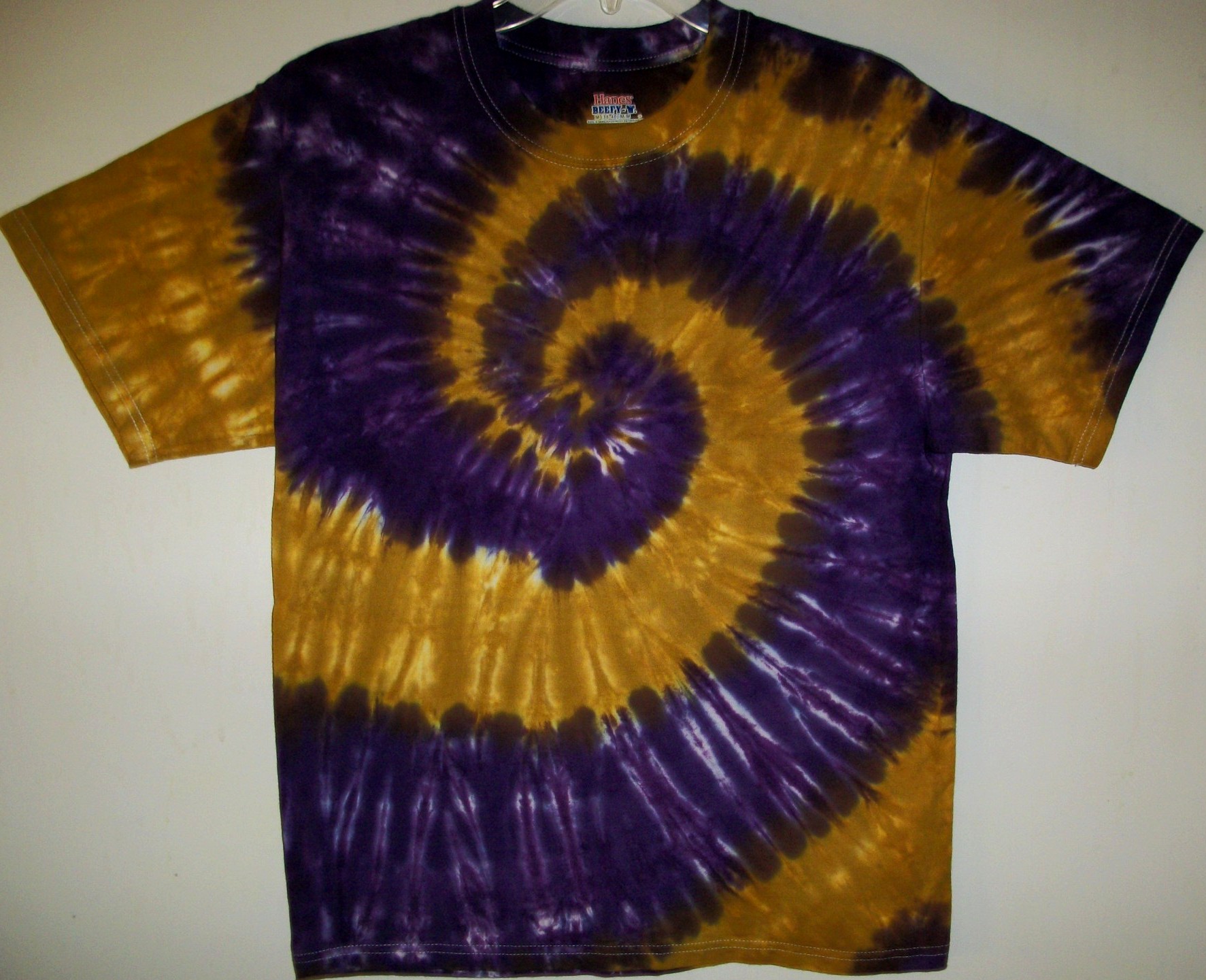  Deep Purple and Gold Spiral Tie-dyed Tees