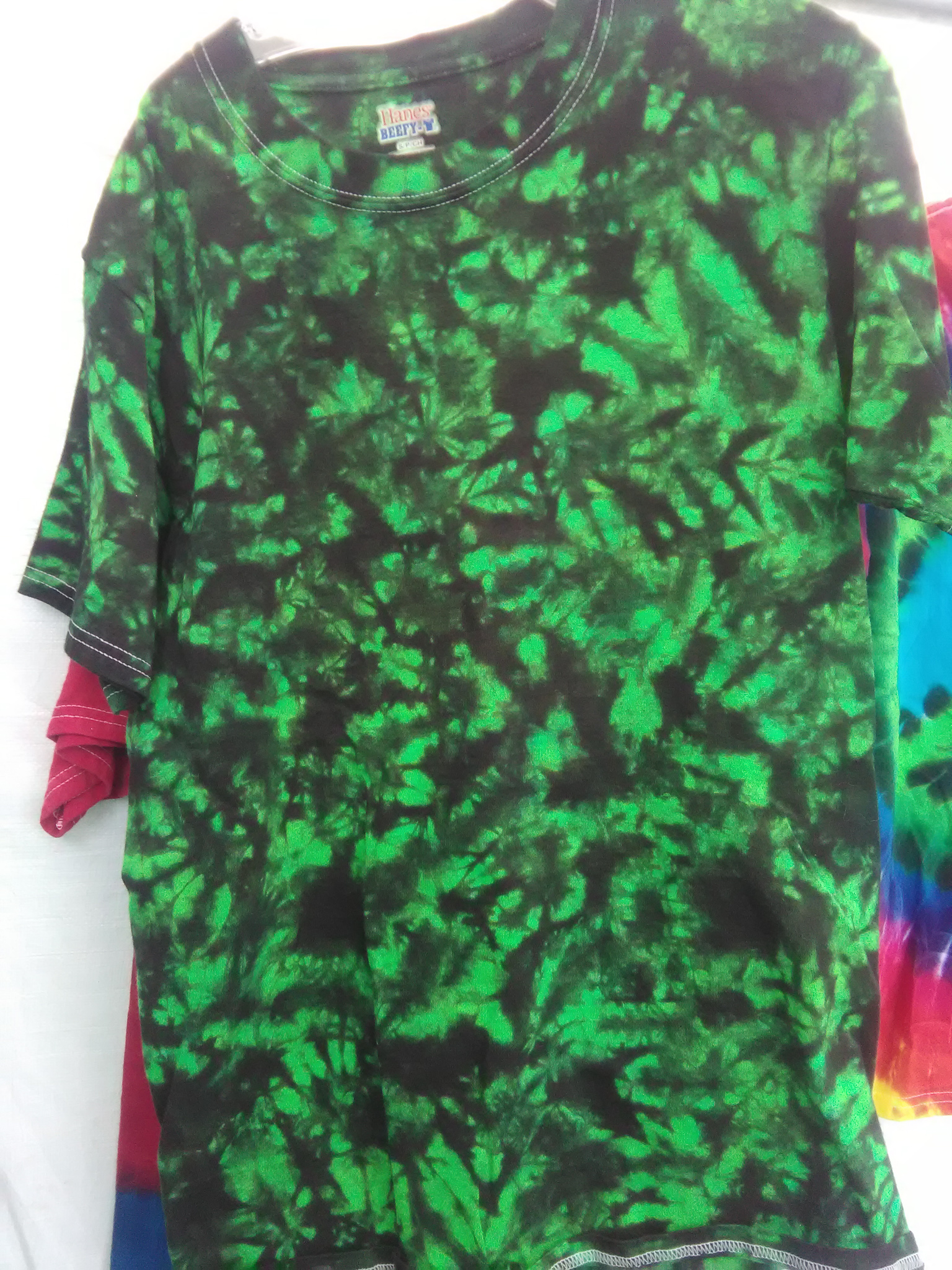  Green and Jet Black Fractal Tie-dyed Tees