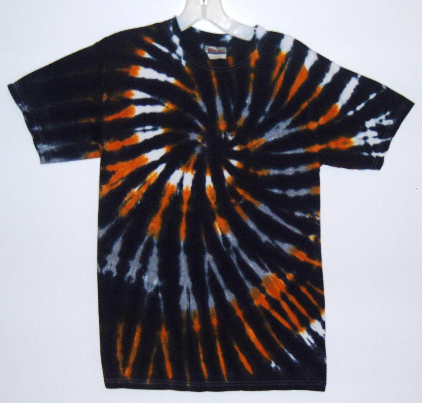 Jet Black Burned Orange Tie-dyed Starburst Tee.